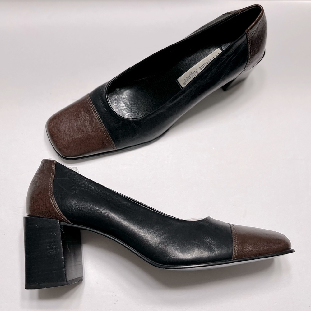 Etienne Aigner Gacey Square Toe Pumps Black and Brown Size 10